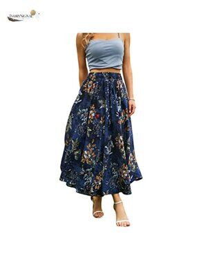 Maxi Skirts for Women with Pockets Long Midi Length 100% Polyester